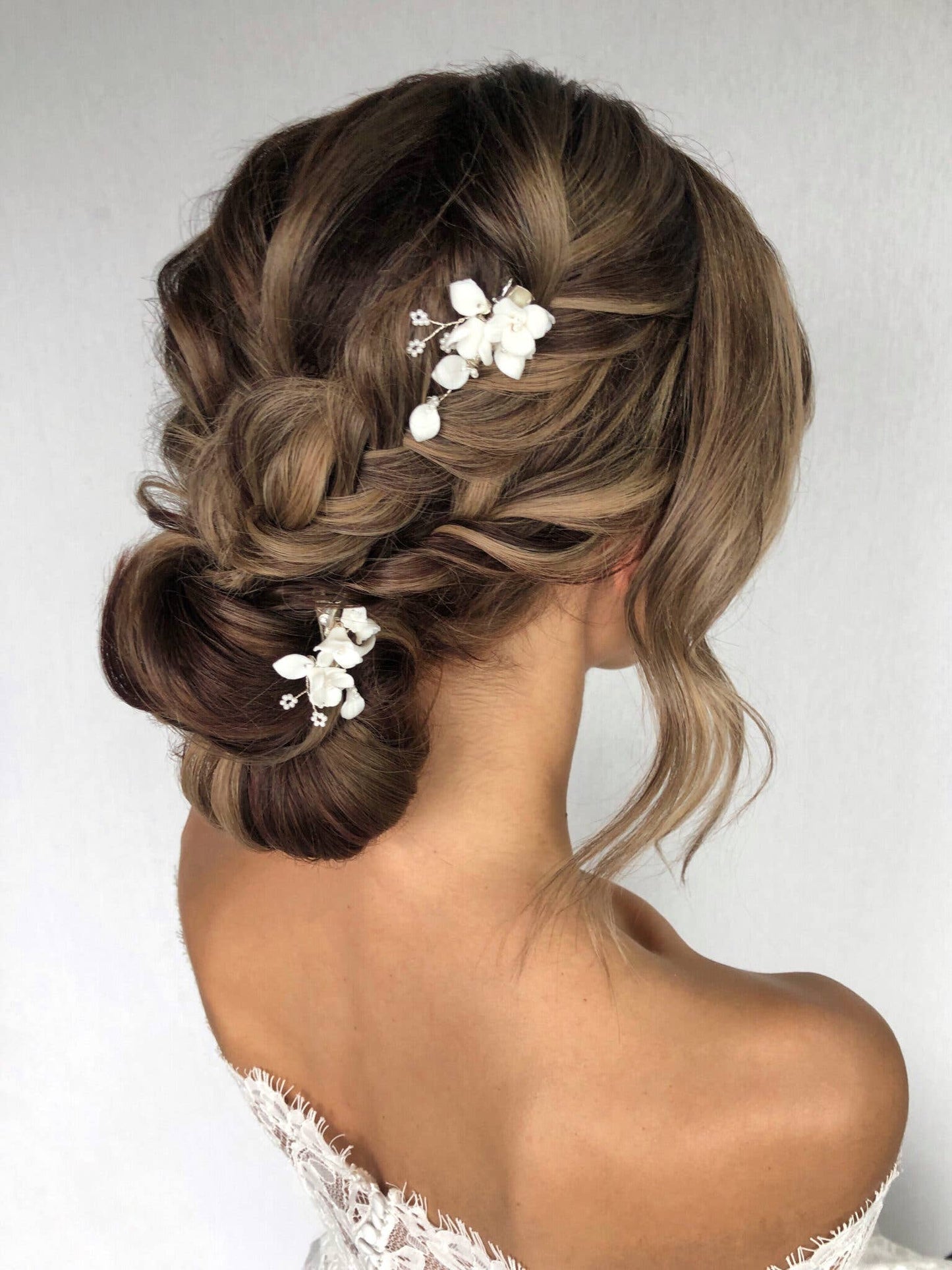 Vanessa Hairclips Silver - bridal hair jewelry - set of 2