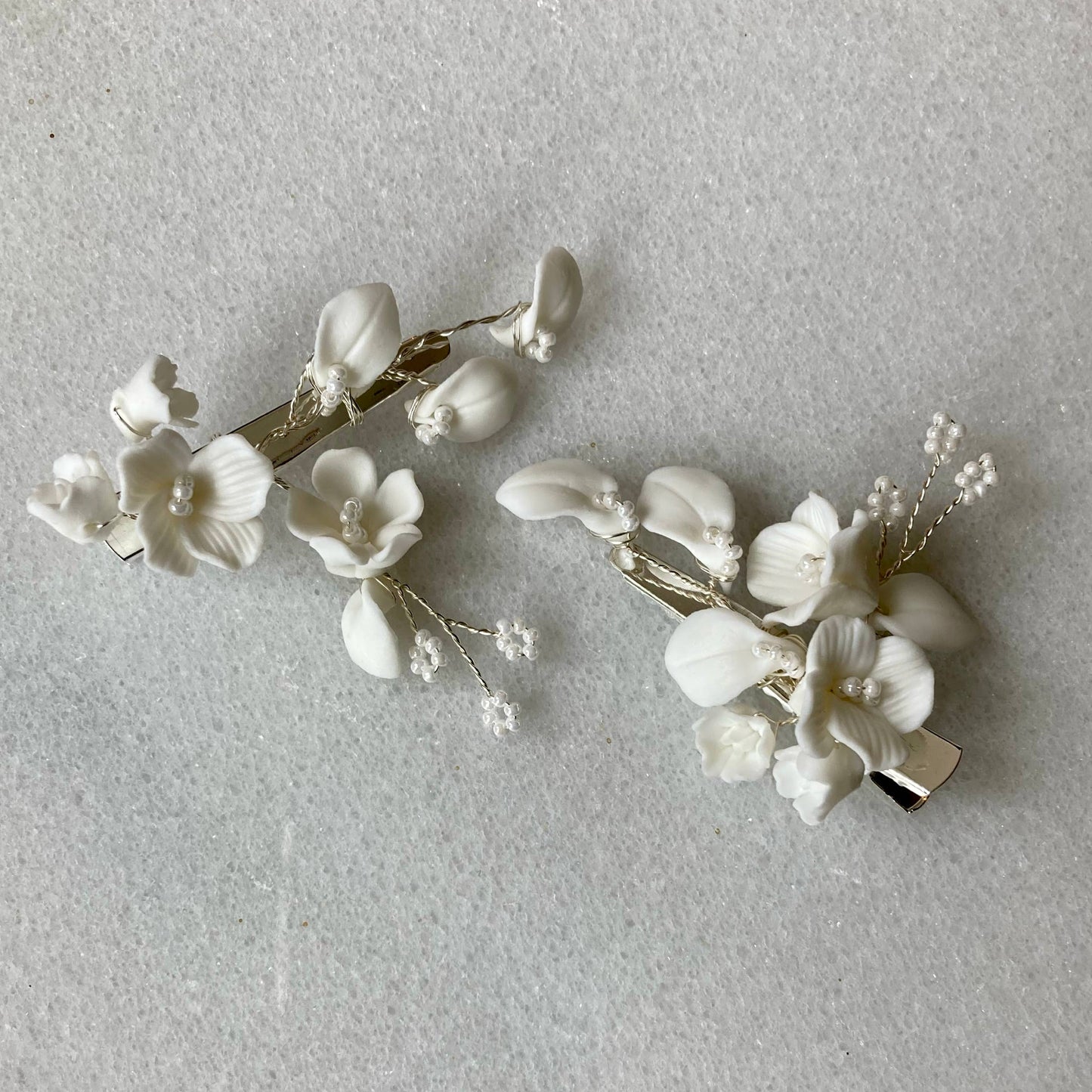 Vanessa Hairclips Silver - bridal hair jewelry - set of 2