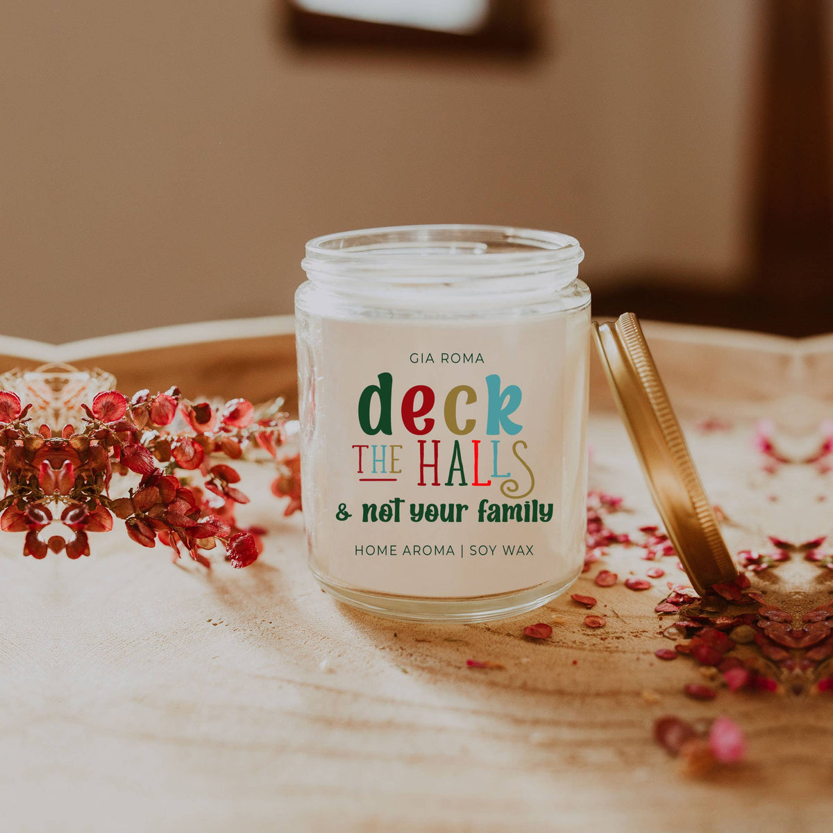 Christmas Decor Candle Gift Holiday Scented Soy Candles Cute: Merry & Bright