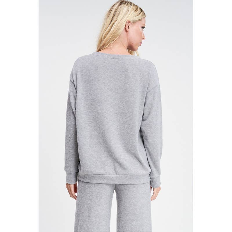 Merry christmas print soft lounge wear set: HEATHER GREY