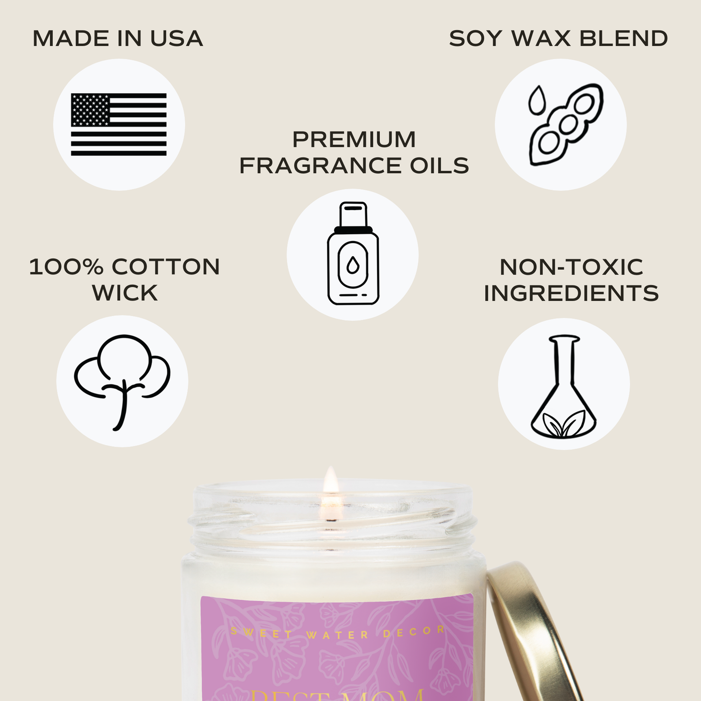 Best Mom Ever 9 oz Soy Candle (Gold Foil) - Home Decor