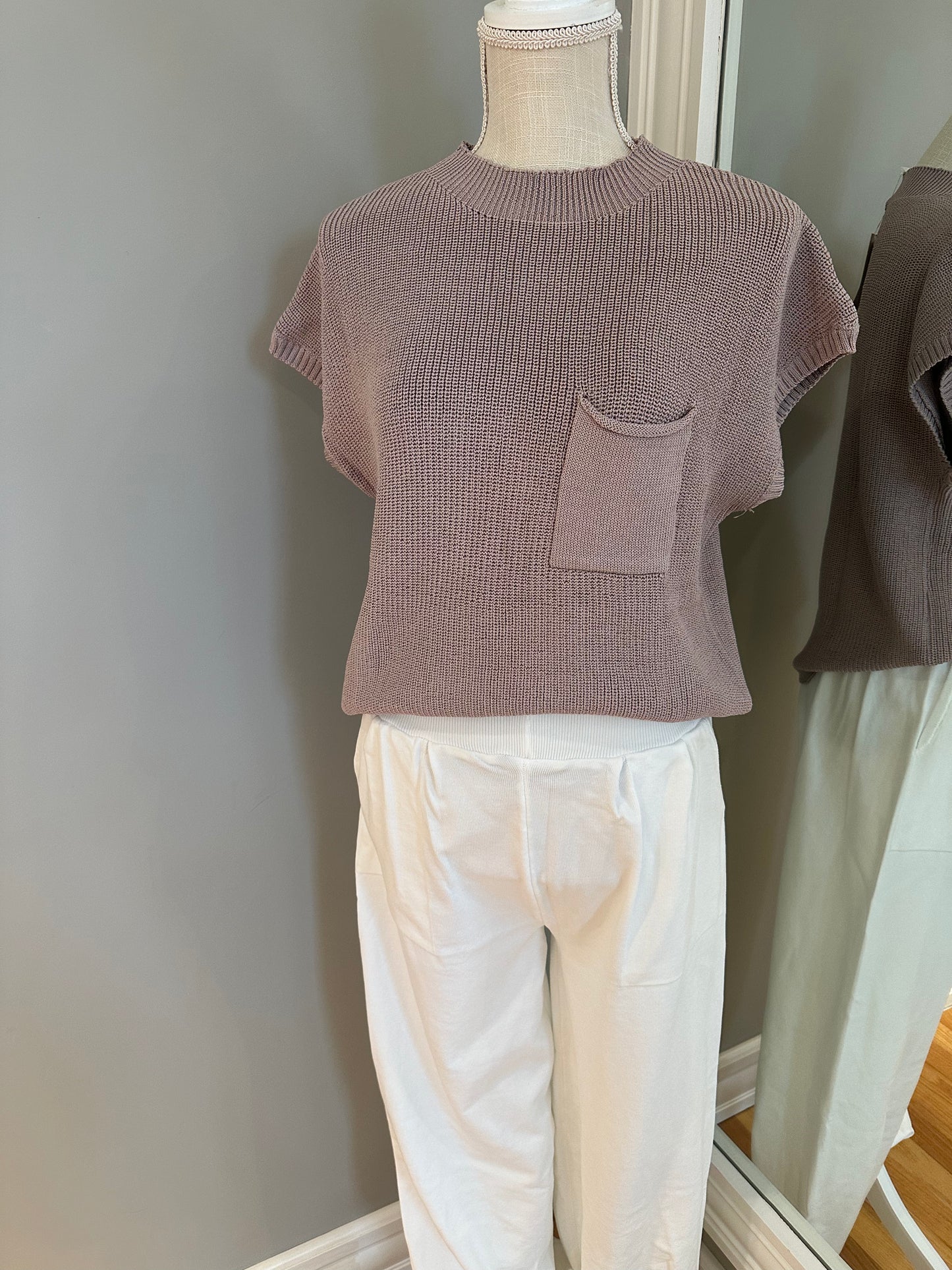Ribbed Knit Sweater and Jogger Pant Set: Khaki