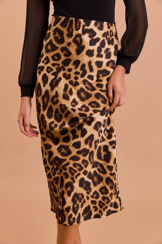 Bias Skirt in Leopard Prints: Tan-brown Leopard