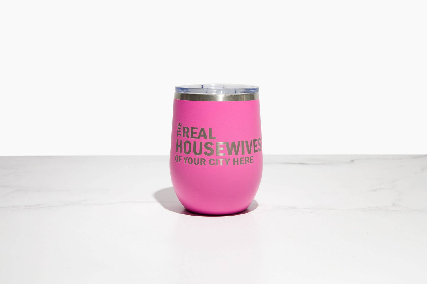 Real Housewives of YOUR CUSTOM CITY Polar Camel Wine Tumbler: Light Purple