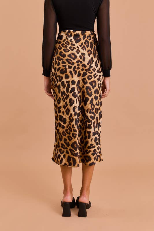 Bias Skirt in Leopard Prints: Tan-brown Leopard