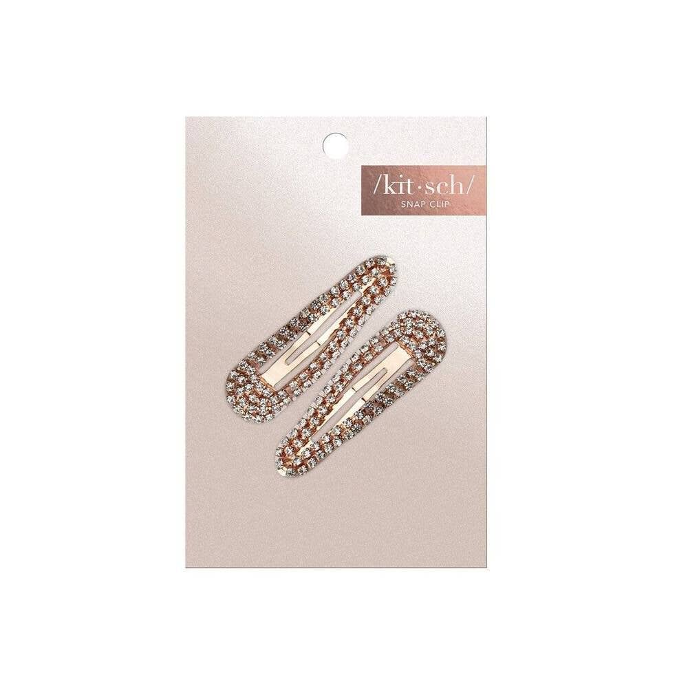 KITSCH - Rhinestone Mini Snap Clips - Rose Gold