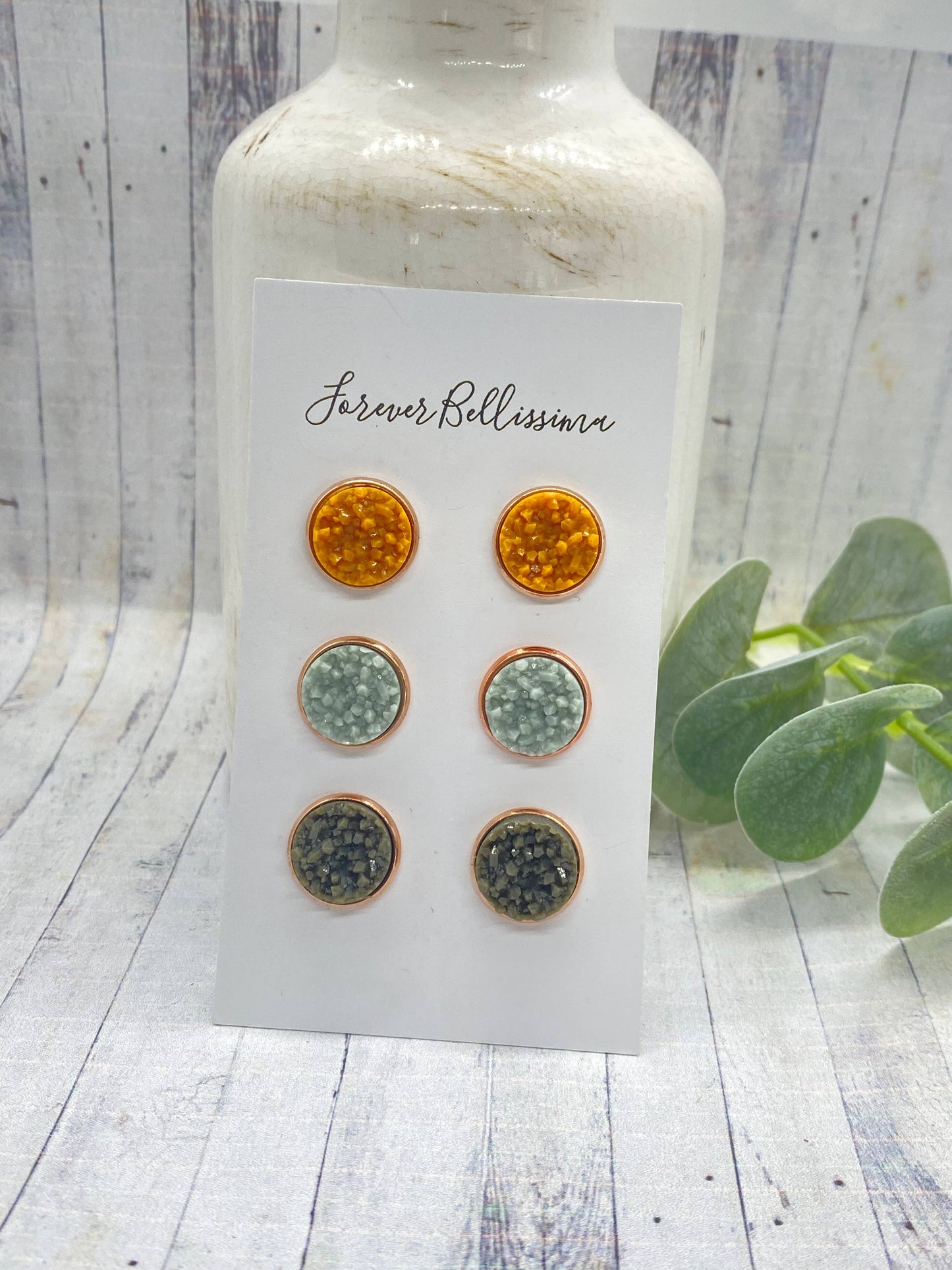 Fall Stud Earrings | Druzy Earrings | Harvest Gourd Earring