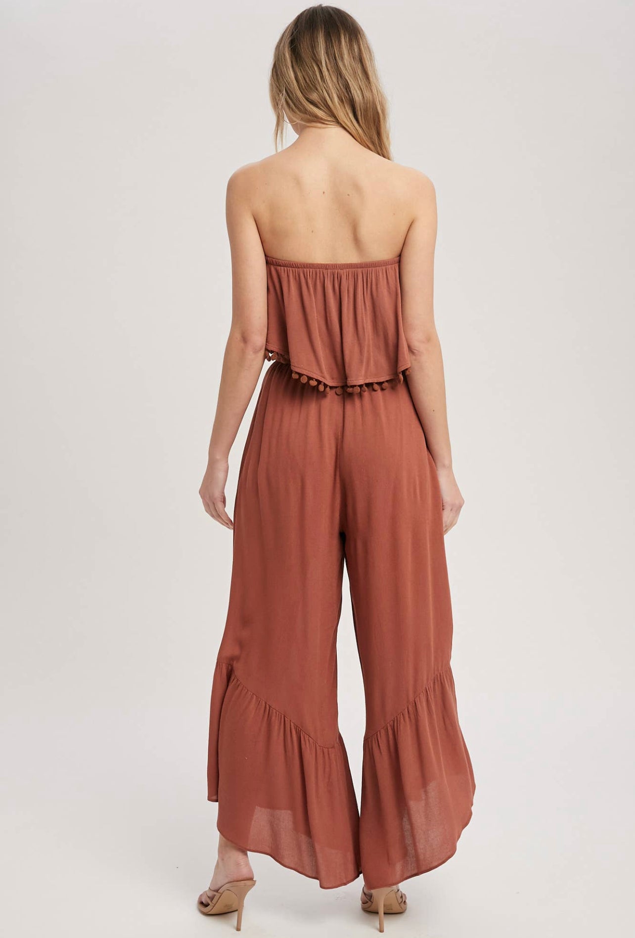 Pom Pom trim boho jumpsuit