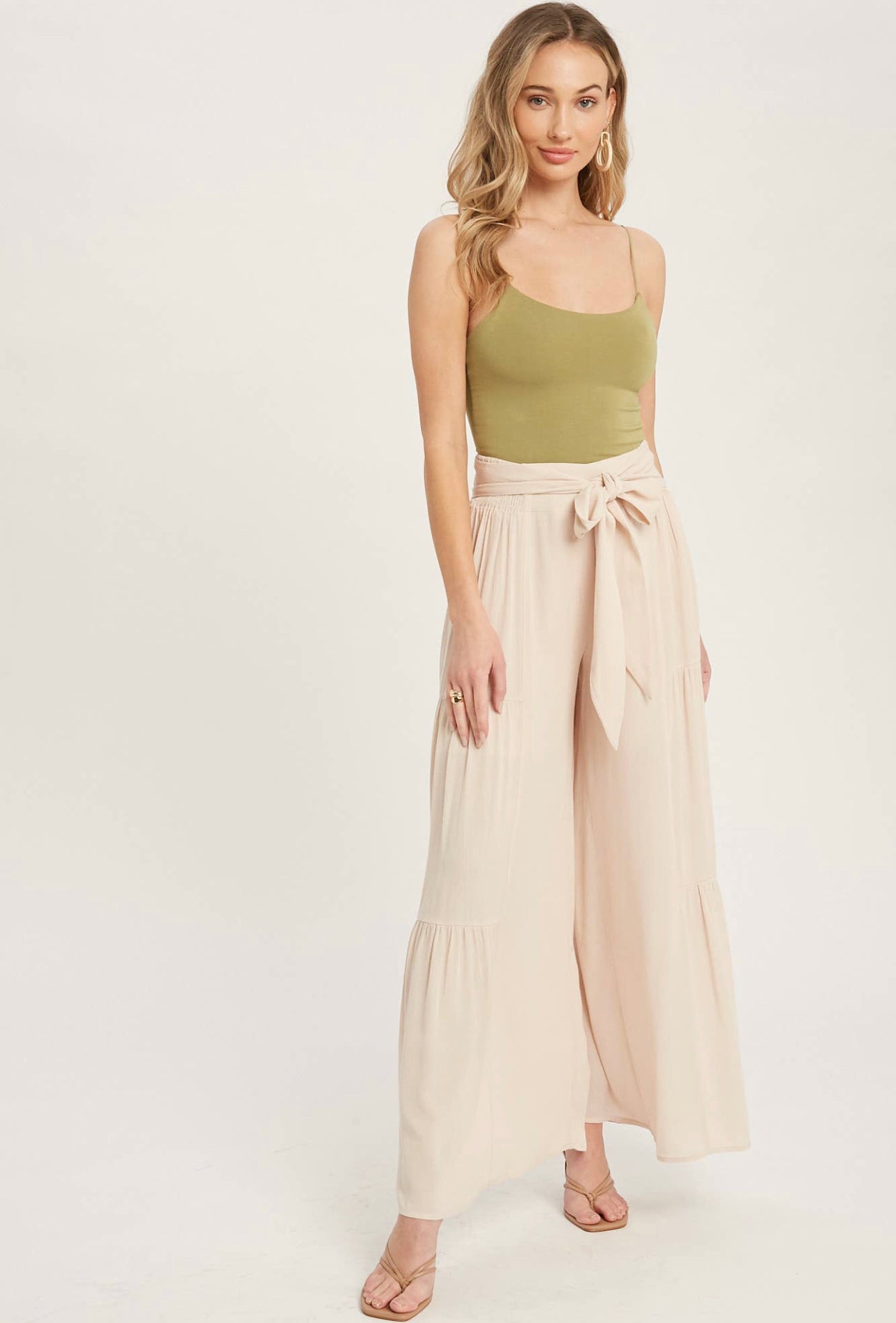 Tiered flowy wide-leg pants