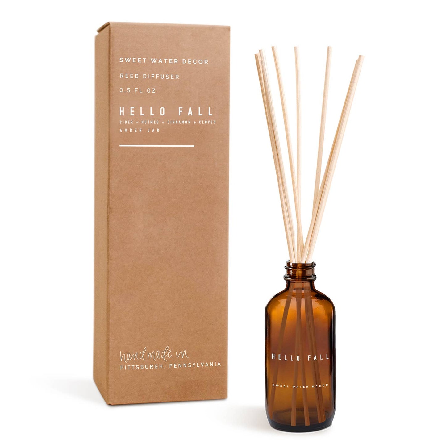 Sweet Water Decor - Hello Fall Reed Diffuser - Amber Jar - 3.5 oz