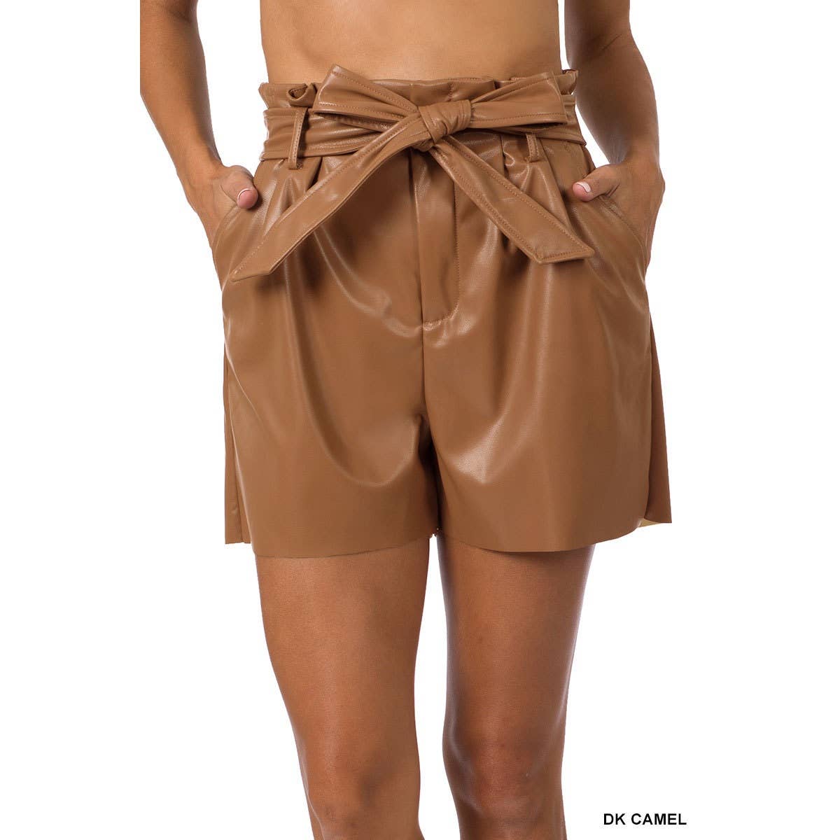 Maryclan - VEGAN LEATHER TIE WAIST PAPERBAG SHORTS