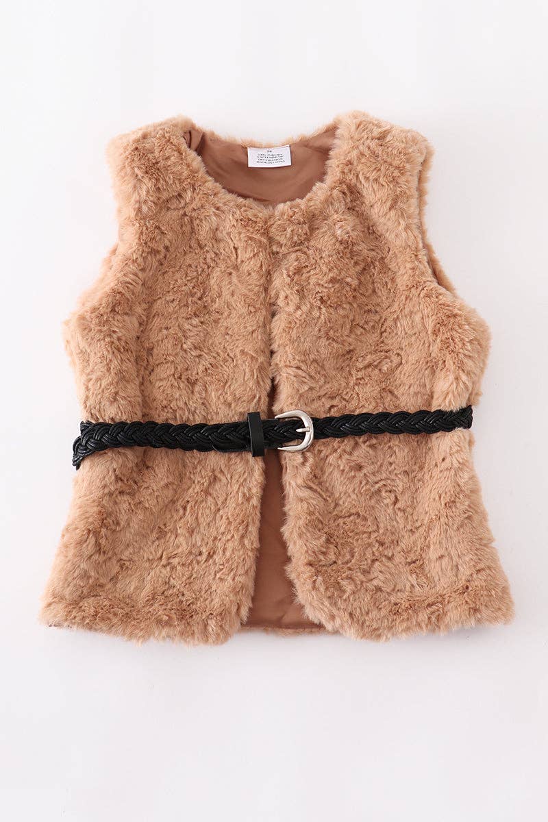 Khaki faux fur vest