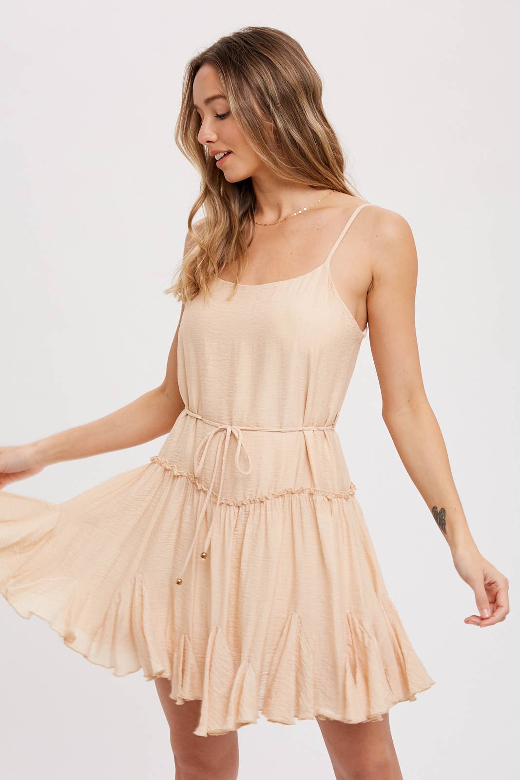 RUFFLED SWING CAMI DRESS