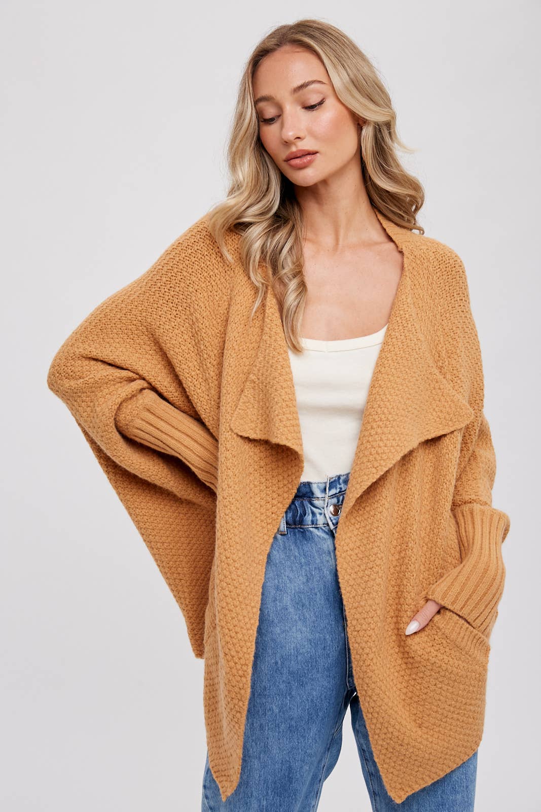 WAFFLE COCOON SWEATER CARDIGAN