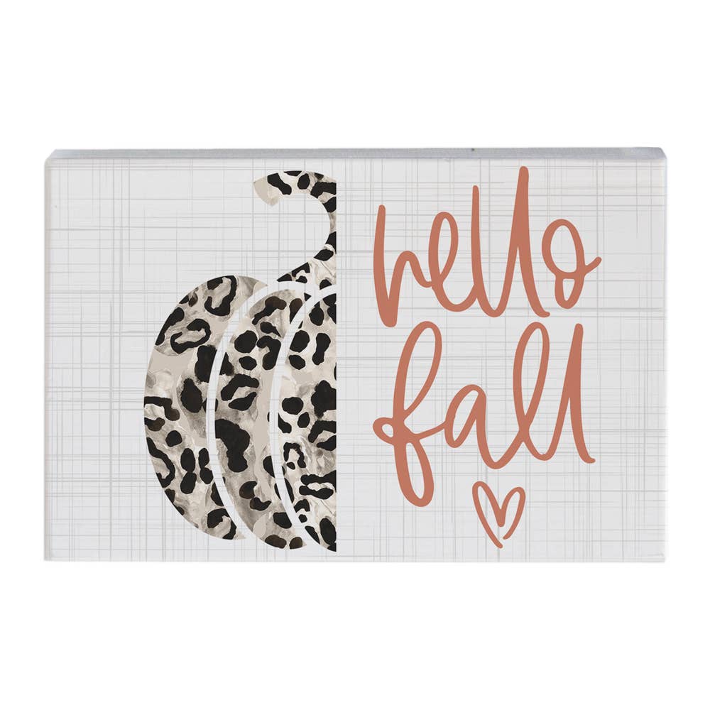 Hello Fall Leopard Sign