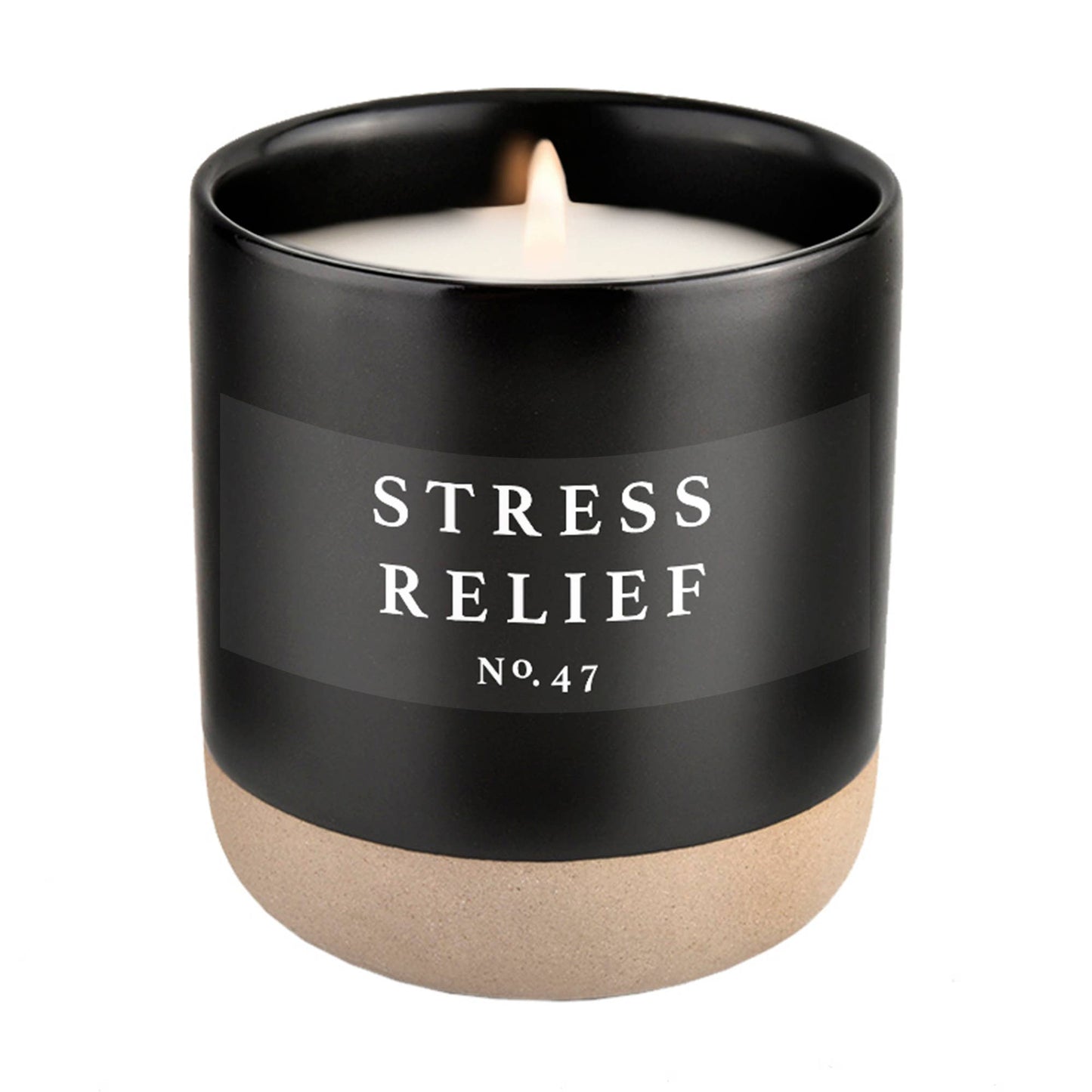 Stress Relief Soy Candle - Black Stoneware Jar - 12 oz
