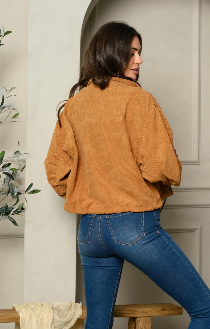 WOMENS LONG SLEEVE BUTTON CLOSURE FRONT POCKET JACKET