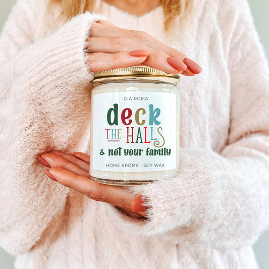 Funny Christmas Candle Gifts, Soy Holiday Scented Jar Candle: Deck the Halls (Fruity Christmas)