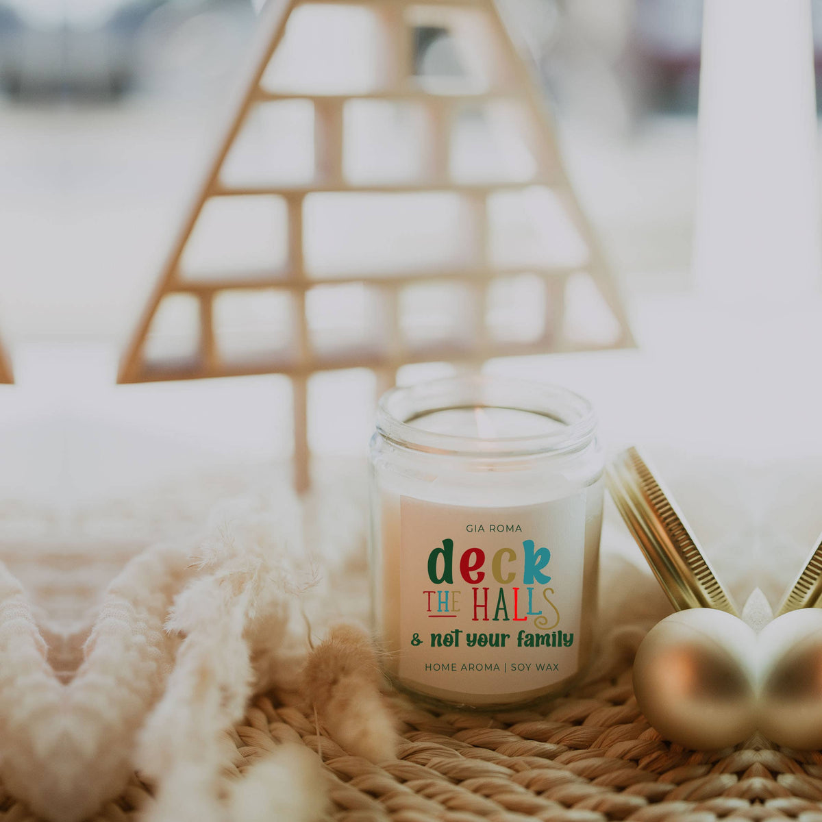 Christmas Decor Candle Gift Holiday Scented Soy Candles Cute: Merry & Bright