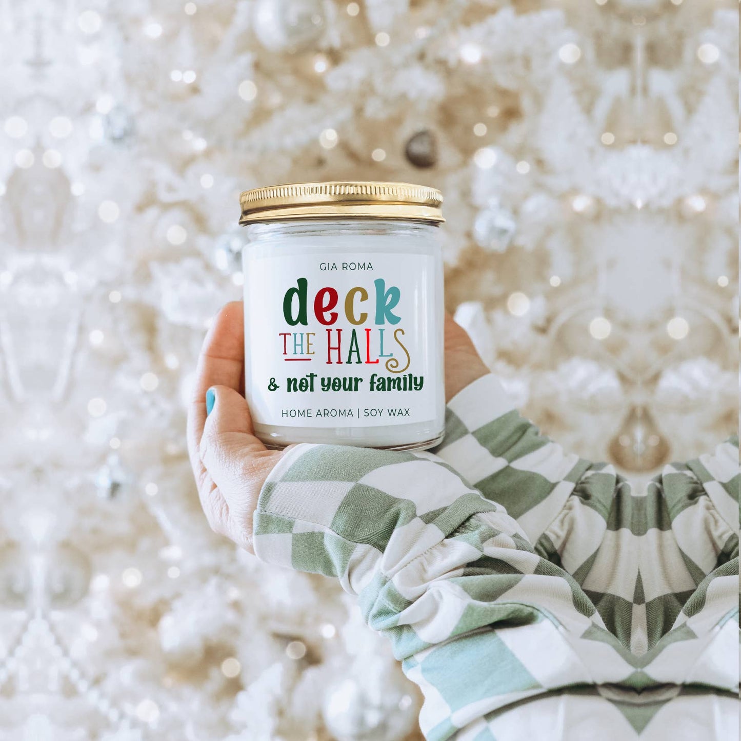 Funny Christmas Candle Gifts, Soy Holiday Scented Jar Candle: Deck the Halls (Fruity Christmas)