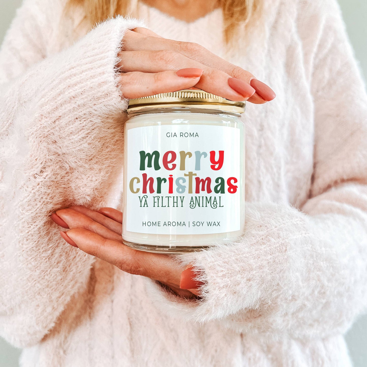 Funny Christmas Candle Gifts, Soy Holiday Scented Jar Candle: Deck the Halls (Fruity Christmas)