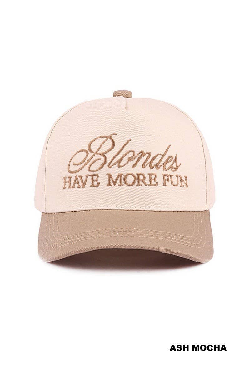 Blondes Have More Fun Two-tone Canvas Cotton Cap: ASH MOCHA / 1(ONE SIZE)