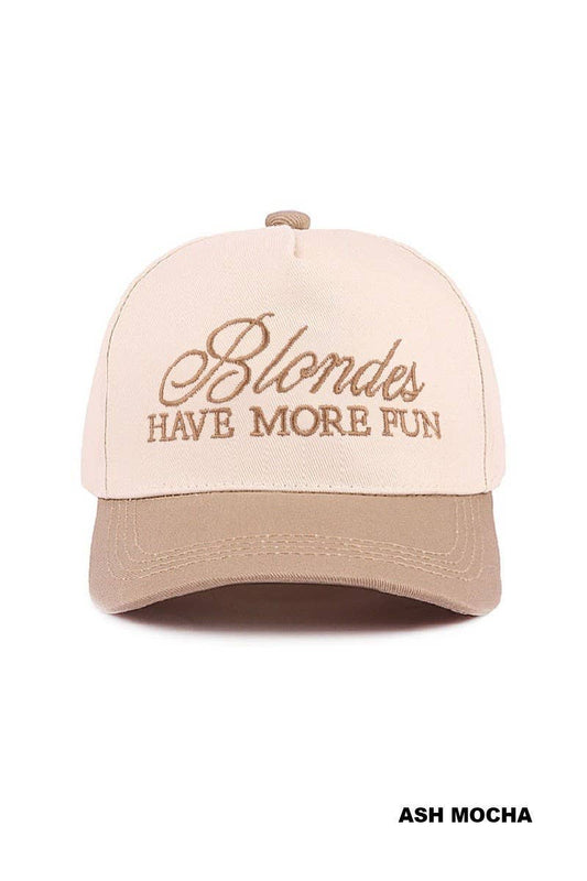 Blondes Have More Fun Two-tone Canvas Cotton Cap: ASH MOCHA / 1(ONE SIZE)