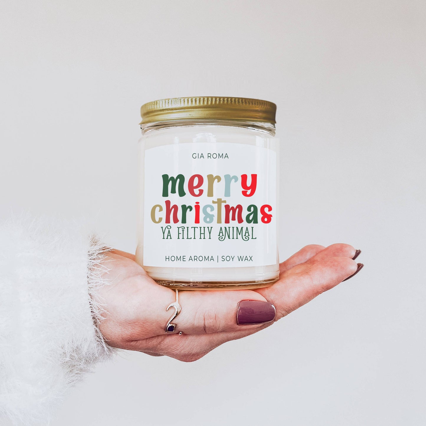 Funny Christmas Candle Gifts, Soy Holiday Scented Jar Candle: Deck the Halls (Fruity Christmas)