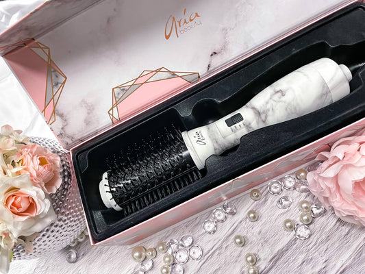 Aria Grey/Pink Marble Blowdry Brush - Compact Barrel