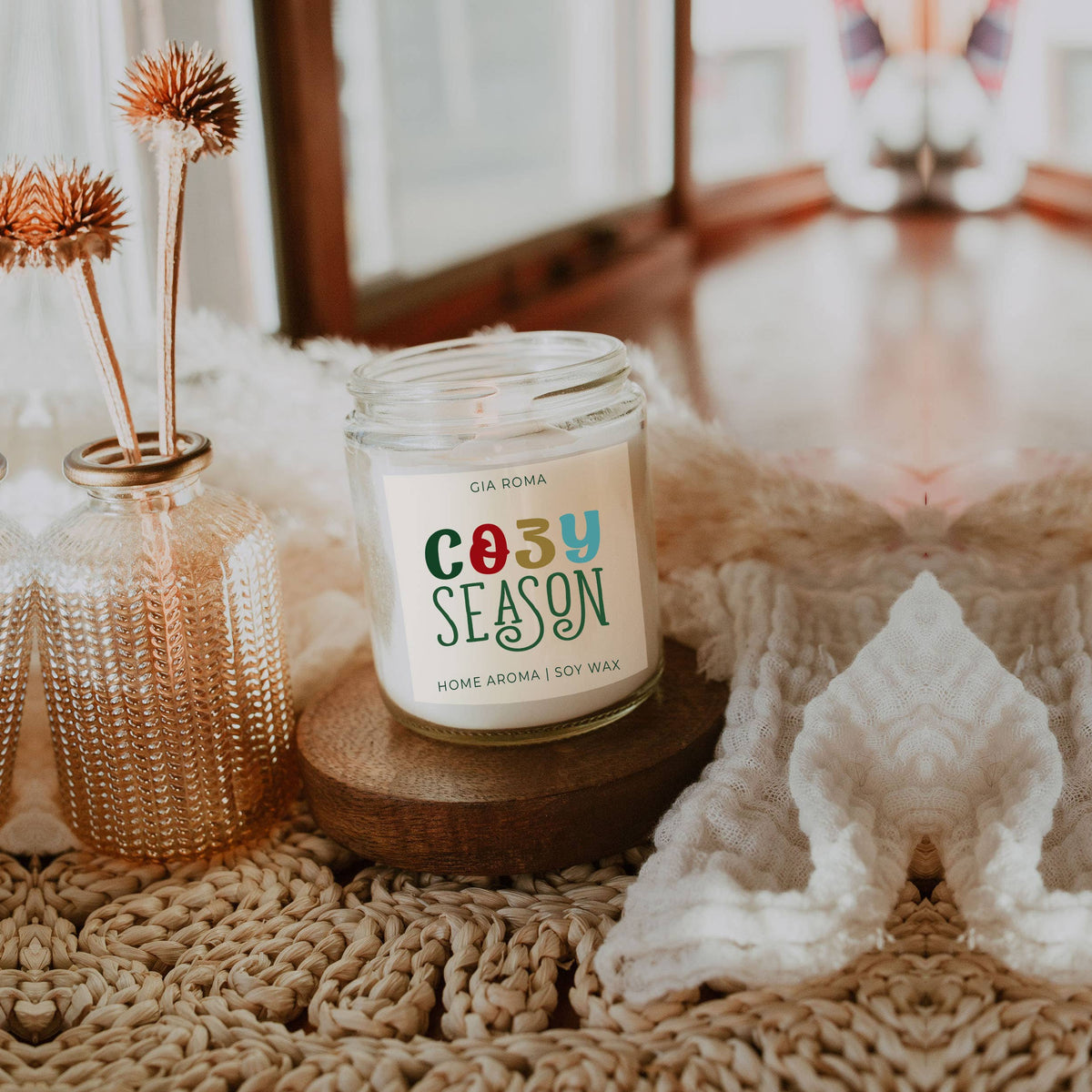 Christmas Decor Candle Gift Holiday Scented Soy Candles Cute: Merry & Bright