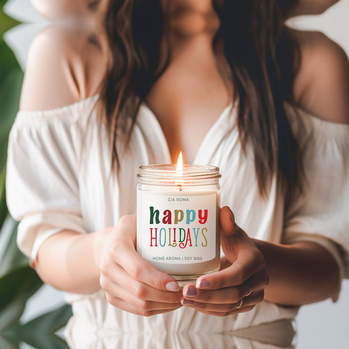 Christmas Decor Candle Gift Holiday Scented Soy Candles Cute: Merry & Bright