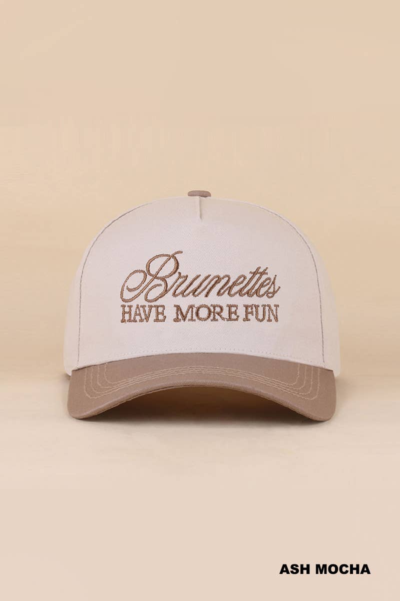 Brunettes Have More Fun Two-tone Canvas Cotton Cap: ASH MOCHA / 1(ONE SIZE)
