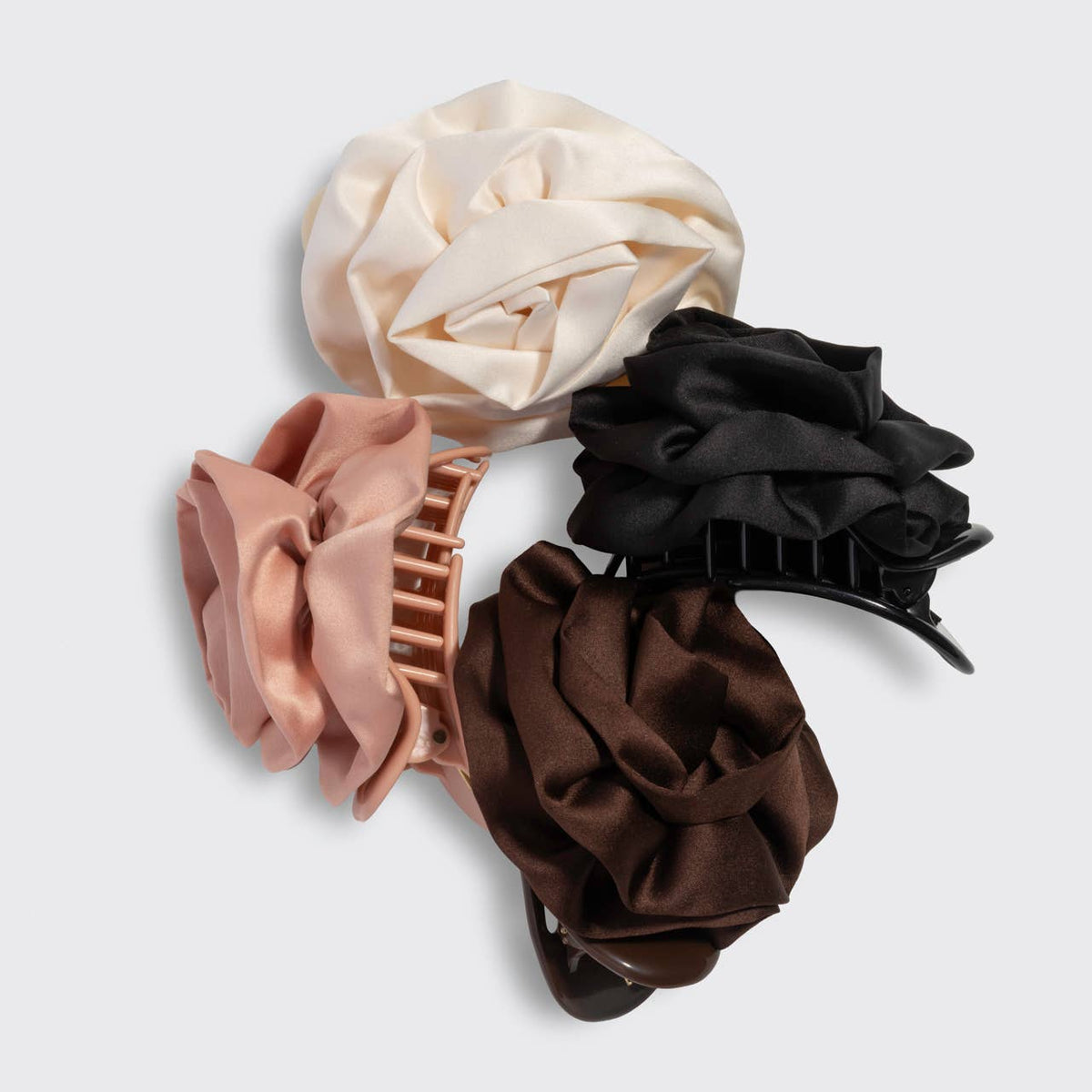 Satin Rosette Medium Flat Cloud Clip - Terracotta