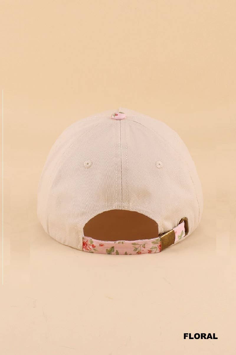 Expensive And Difficult Two Tone Canvas Cotton Cap: FLORAL / 1(ONE SIZE)