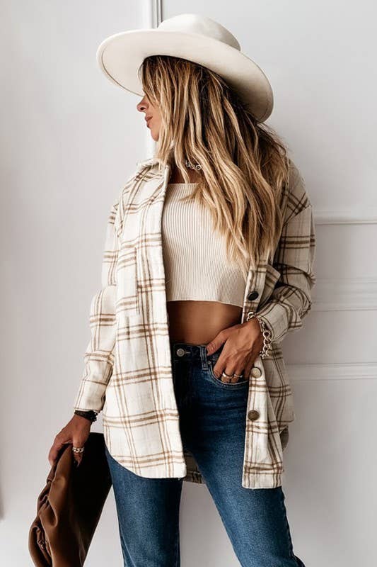 Mid-length single breasted woolen shirt: APRICOT