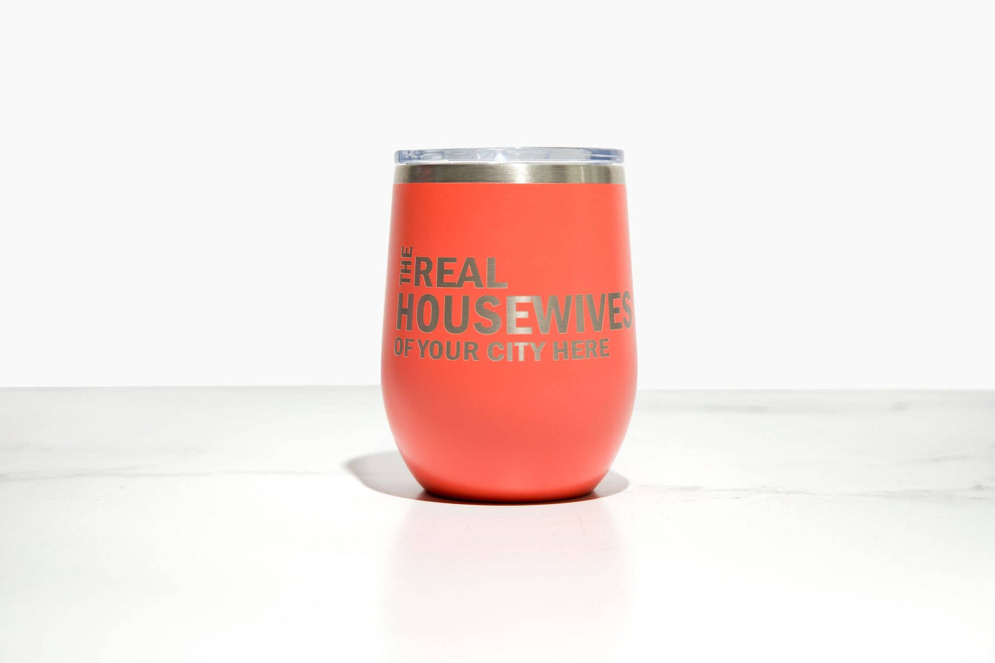 Real Housewives of YOUR CUSTOM CITY Polar Camel Wine Tumbler: Light Purple