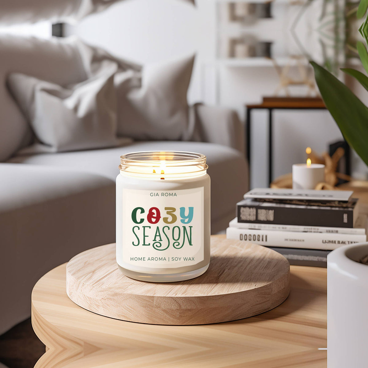 Christmas Decor Candle Gift Holiday Scented Soy Candles Cute: Merry & Bright