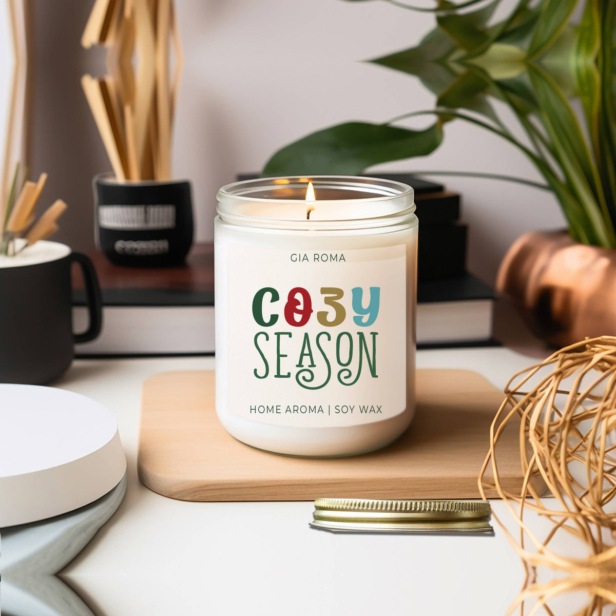 Christmas Decor Candle Gift Holiday Scented Soy Candles Cute: Merry & Bright
