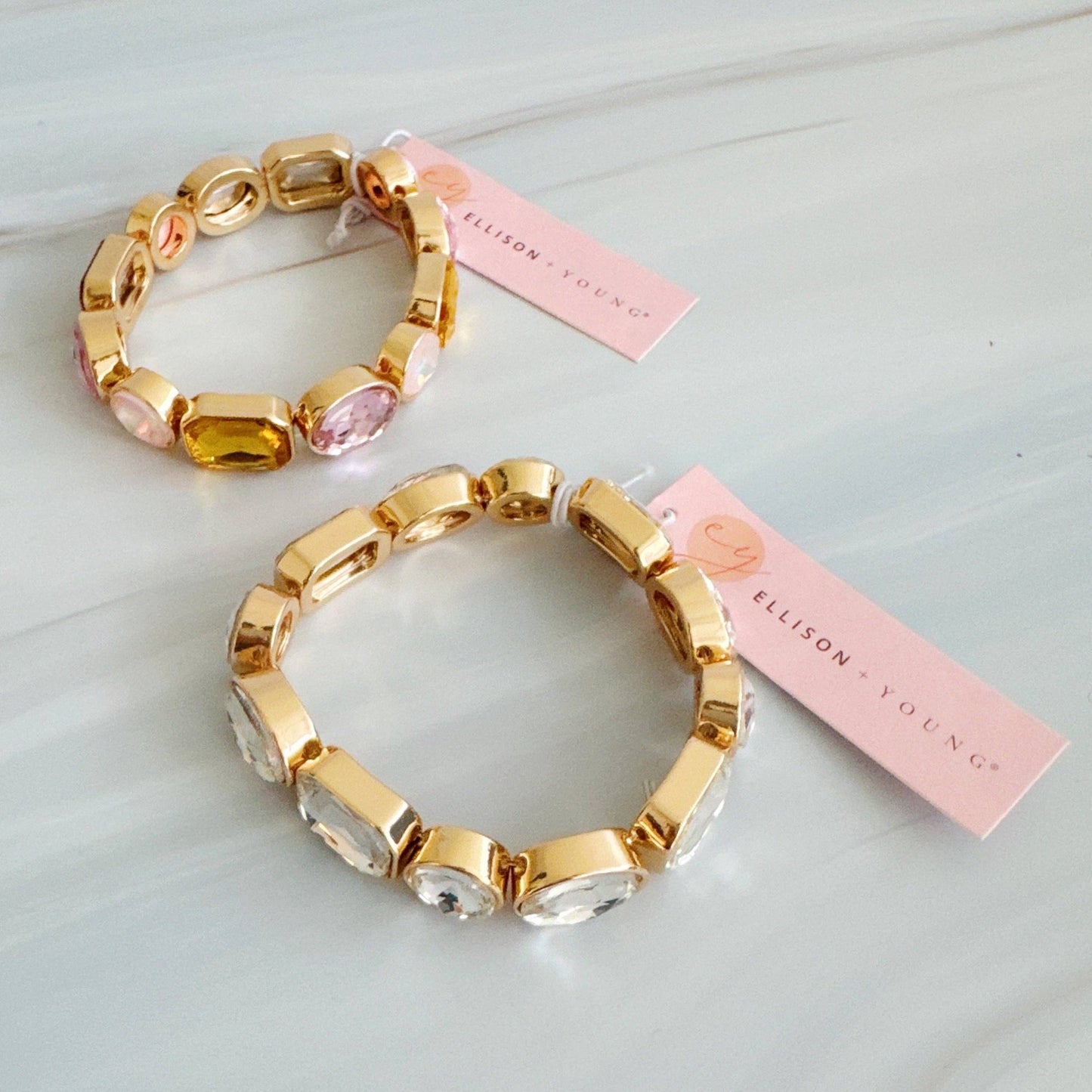 Golden Glow Stretch Bracelet – Faceted Stones for Subtle Elegance: Clear