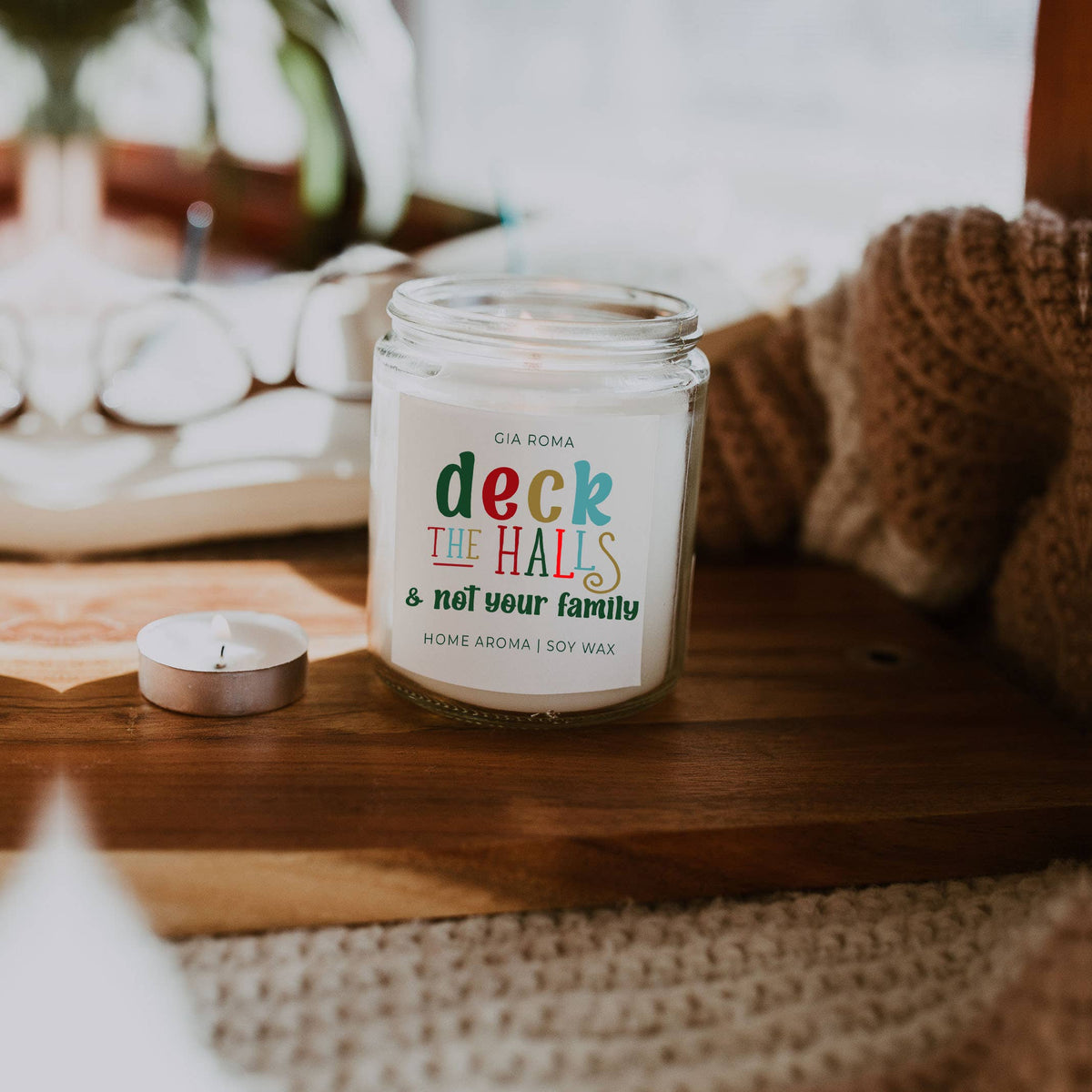 Christmas Decor Candle Gift Holiday Scented Soy Candles Cute: Merry & Bright