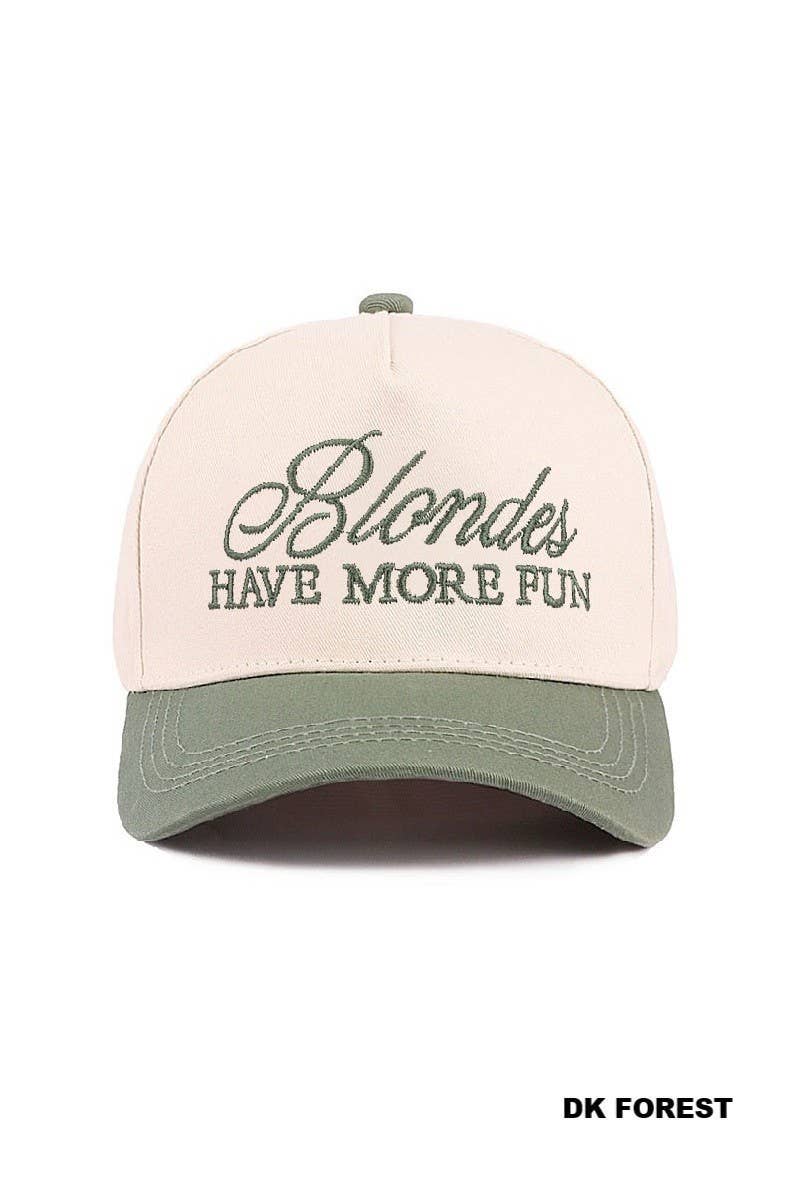 Blondes Have More Fun Two-tone Canvas Cotton Cap: DK FOREST / 1(ONE SIZE)