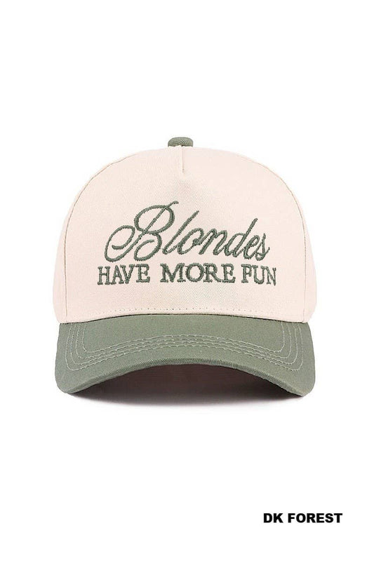 Blondes Have More Fun Two-tone Canvas Cotton Cap: DK FOREST / 1(ONE SIZE)