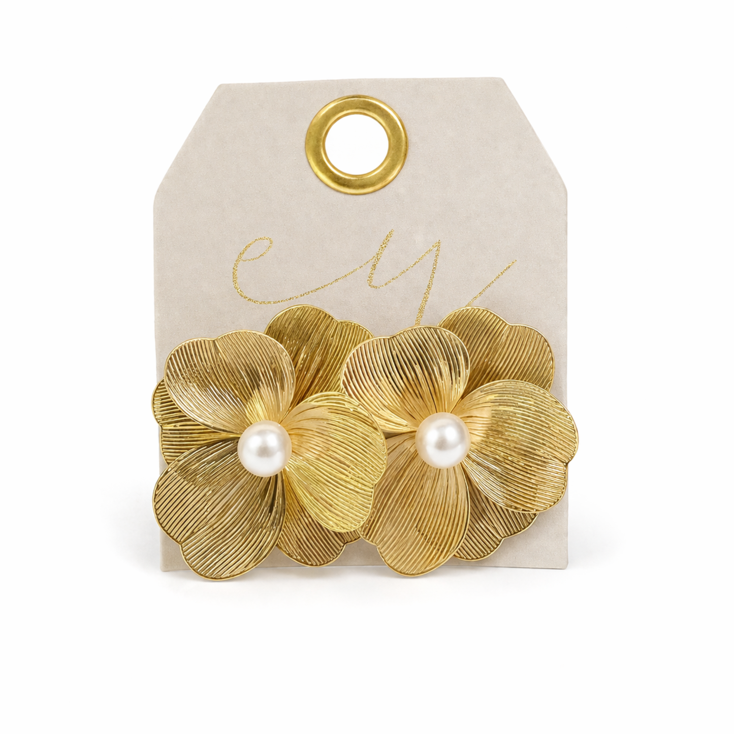 Golden Bloom Stud Earrings – Filigree Design