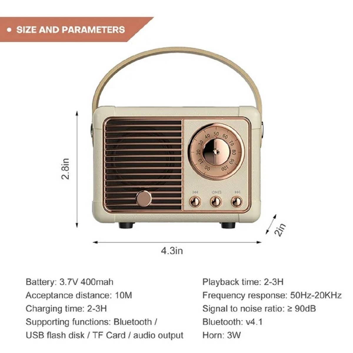 Retro Mini Wireless Bluetooth Speaker: PINK / 1 (ONE SIZE)