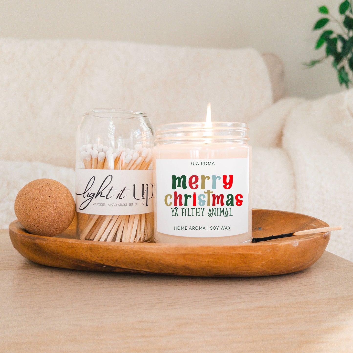 Funny Christmas Candle Gifts, Soy Holiday Scented Jar Candle: Deck the Halls (Fruity Christmas)