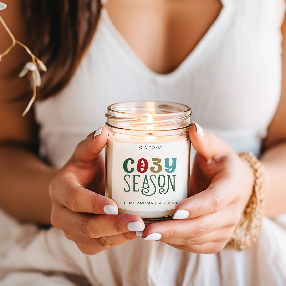 Christmas Decor Candle Gift Holiday Scented Soy Candles Cute: Merry & Bright