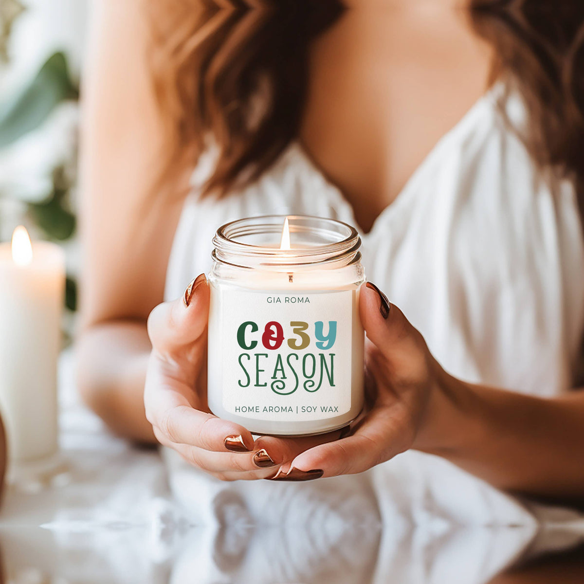 Christmas Decor Candle Gift Holiday Scented Soy Candles Cute: Merry & Bright