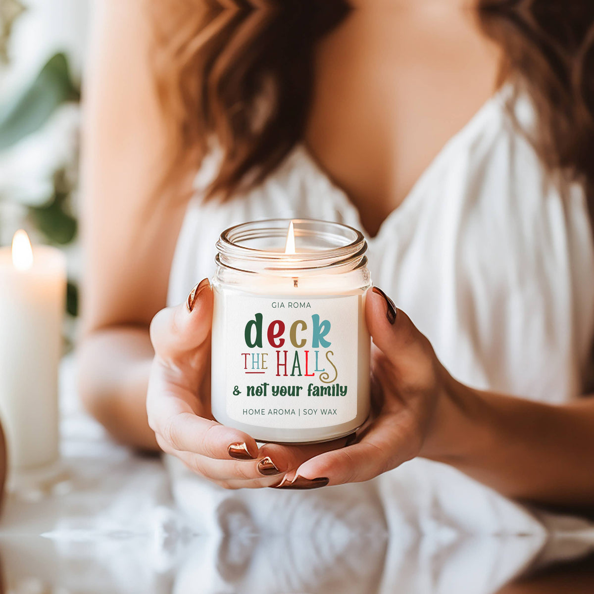 Christmas Decor Candle Gift Holiday Scented Soy Candles Cute: Merry & Bright