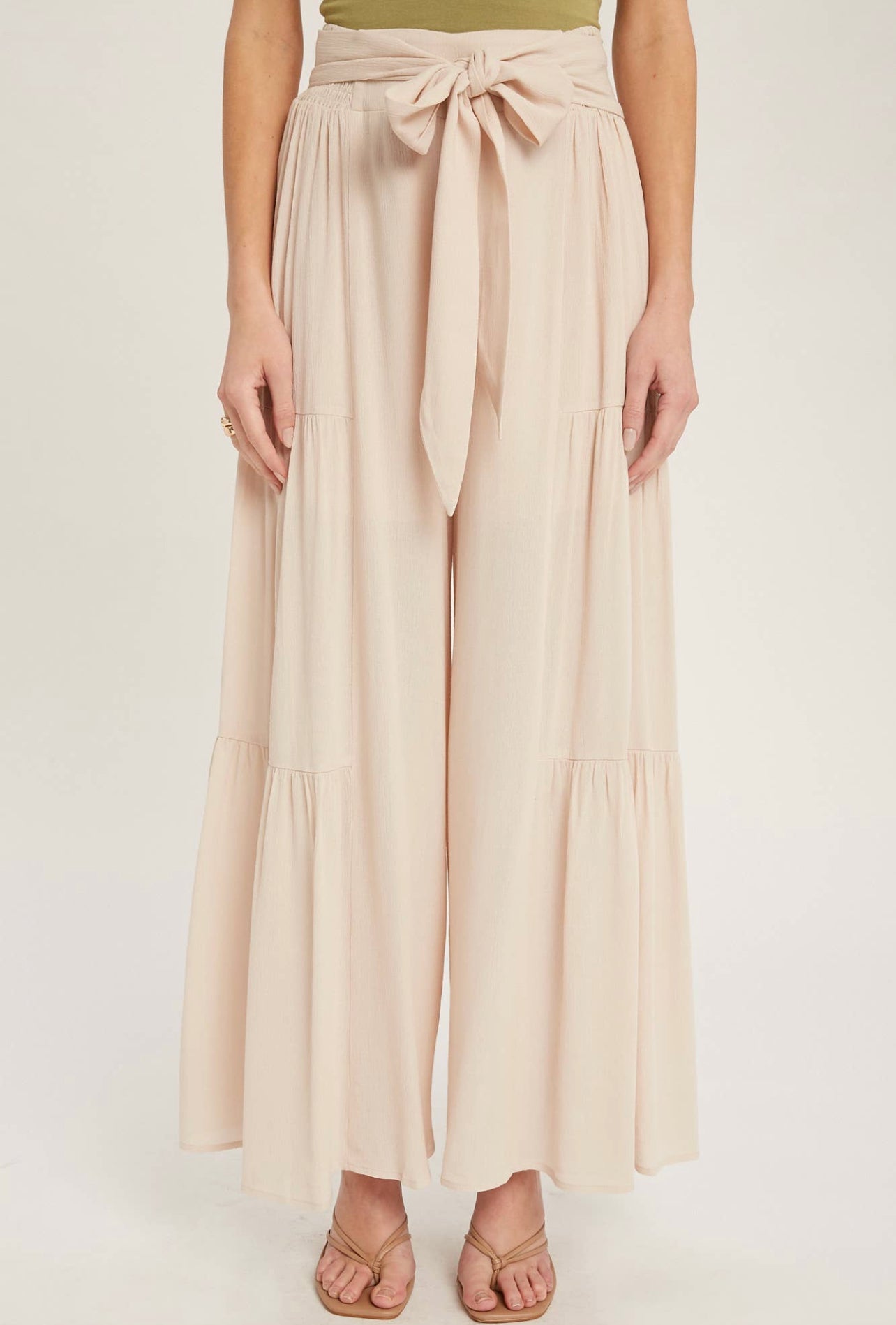 Tiered flowy wide-leg pants