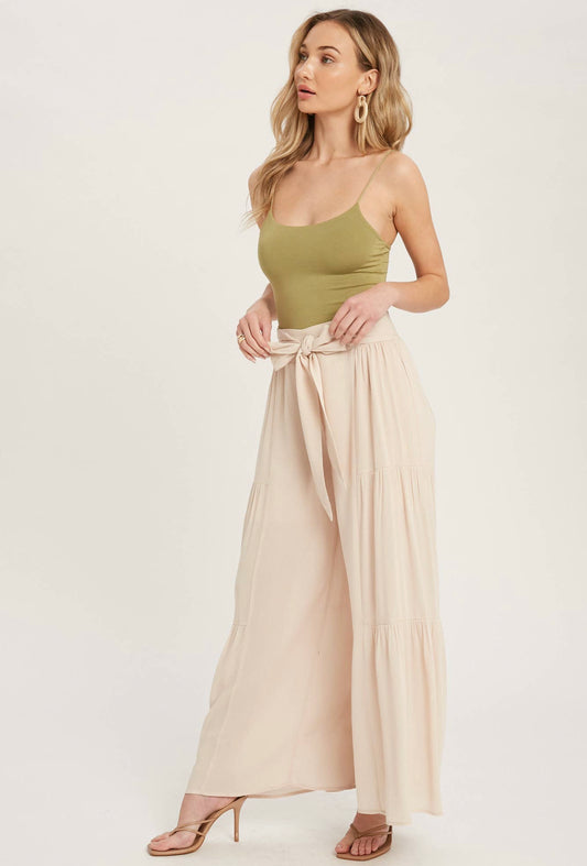 Tiered flowy wide-leg pants